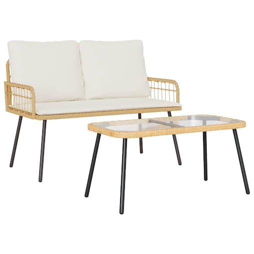 vidaXL Zestaw do jadalni w ogrodzie 2 pcs Naturalny polirattan