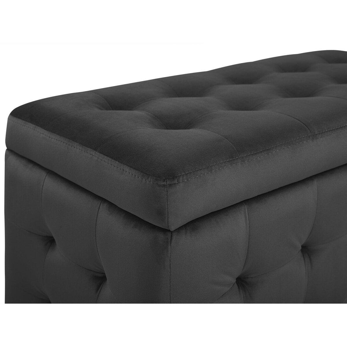 Puf ze schowkiem welurowy czarny MICHIGAN