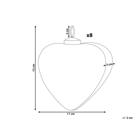 Zestaw 8 bombek FERIABLE Szkło Czerwony