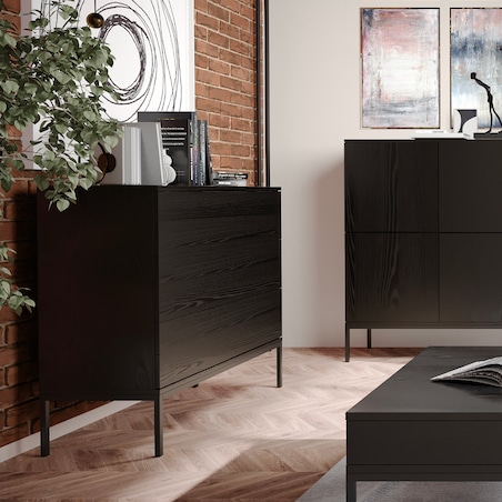 Komoda Wąska Industrialna na metalowych nóżkach, czarna