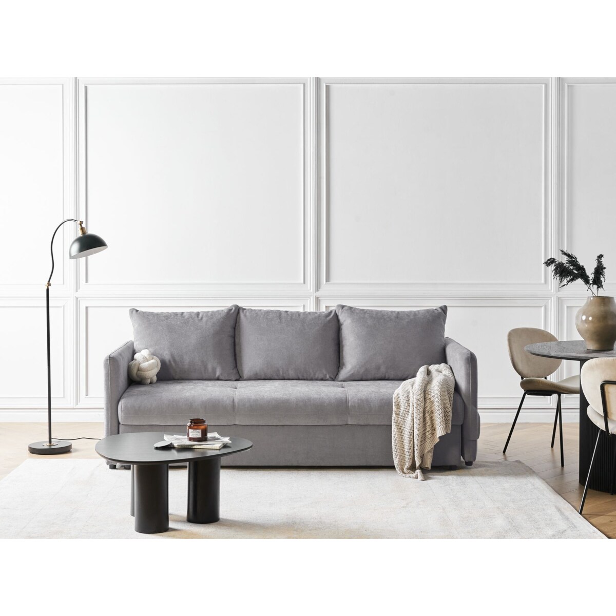 Sofa rozkładana HOLSEN Szary Tkanina