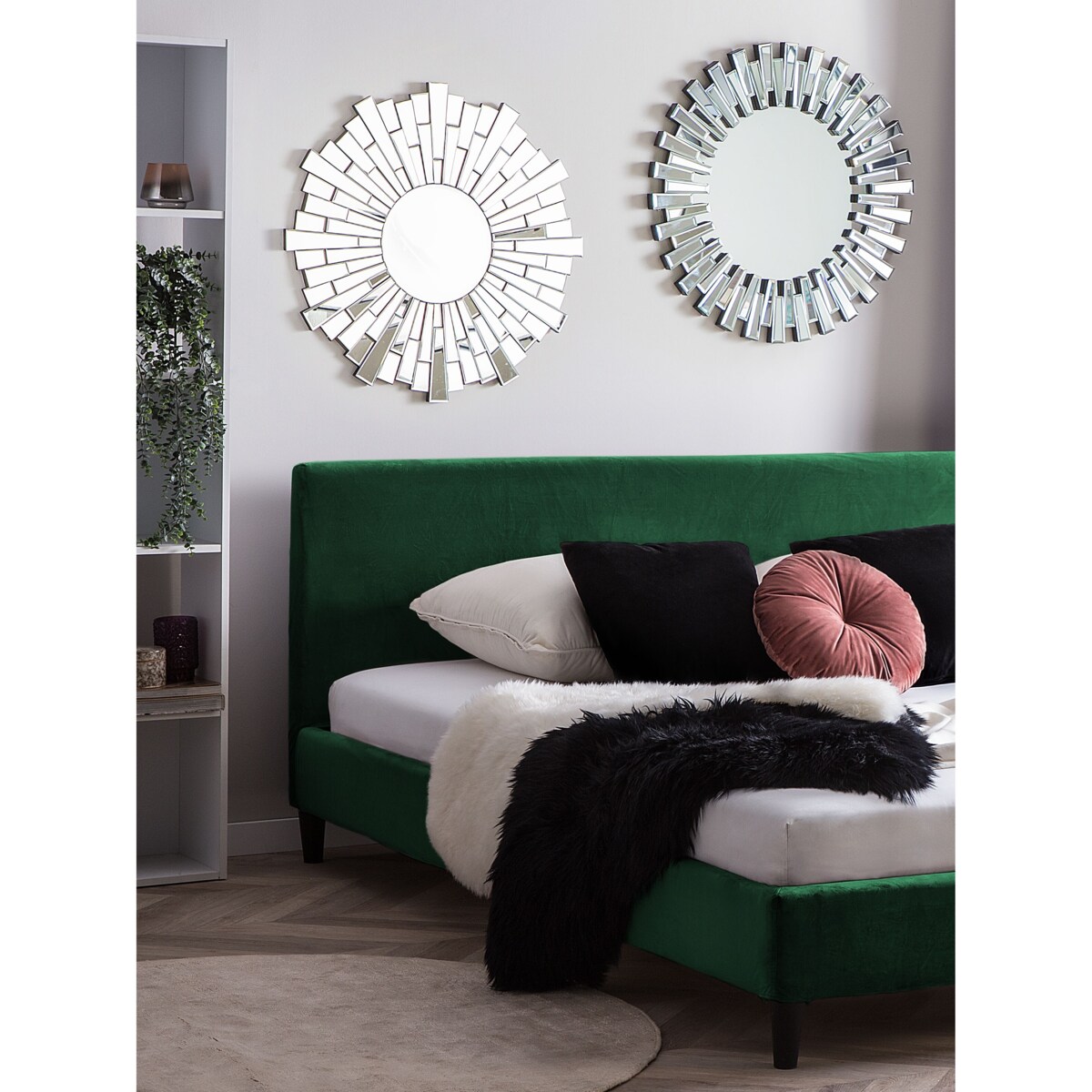 Łóżko welurowe 180 x 200 cm zielone FITOU