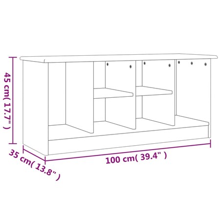 vidaXL Ławka ze schowkiem na buty ALTA, biała, 100x35x45 cm, sosna