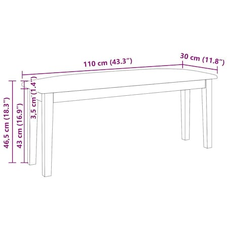 vidaXL Ławka 110 cm Biała lite drewno guma