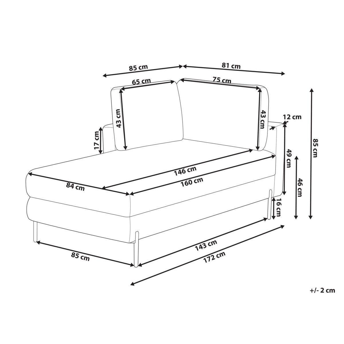 Szezlong prawostronny jasnobeżowy REBAIS