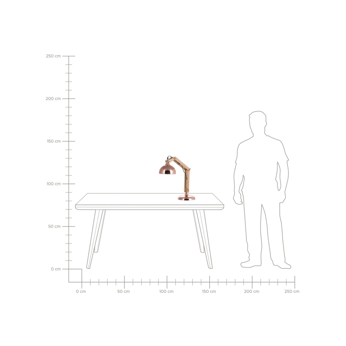 Lampka biurkowa regulowana drewniana miedziana SALADO