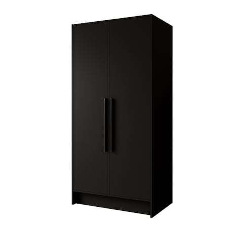 Szafa 100 gładka ORTO bez lustra z czarnymi uchwytami, czarna