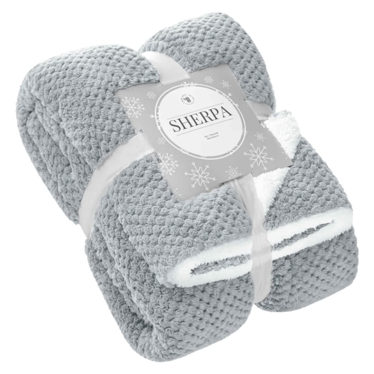 Szary Koc Narzuta z Mikrofibry Baranek 150x200 Sherpa