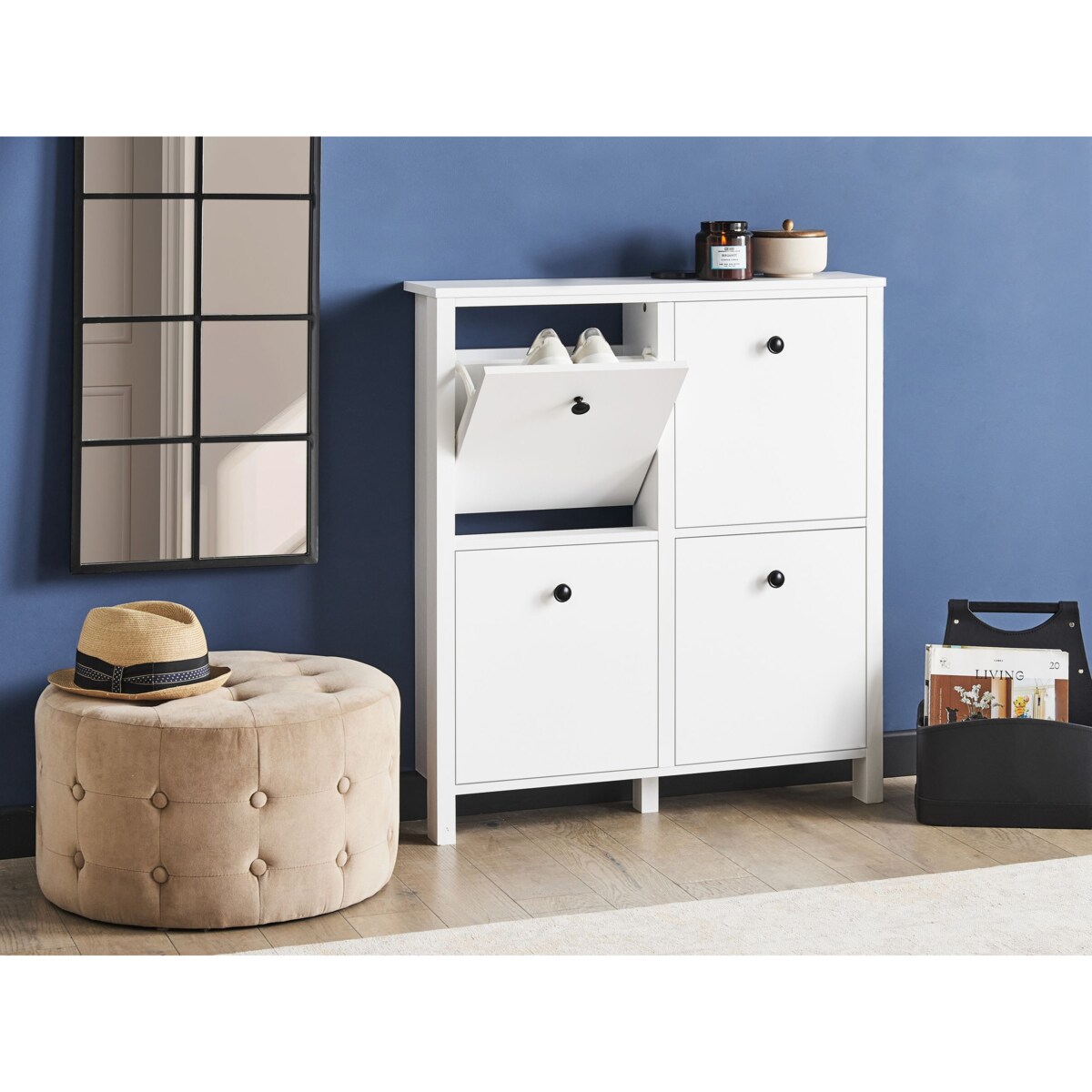 Szafka na buty 4 przegrody biała GIBSON