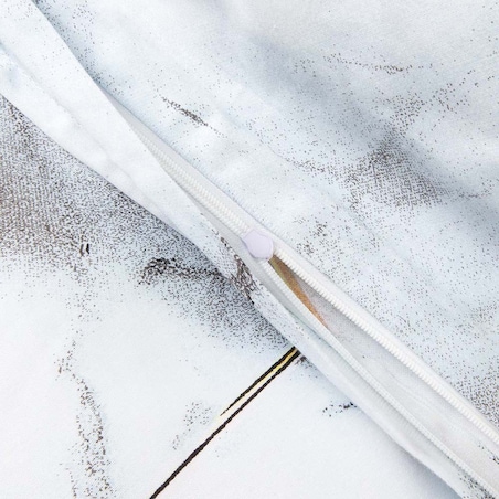 Pościel satyna bawełniana 180x200 Marbela marmur, biała i szara, złote detale, Satynlove