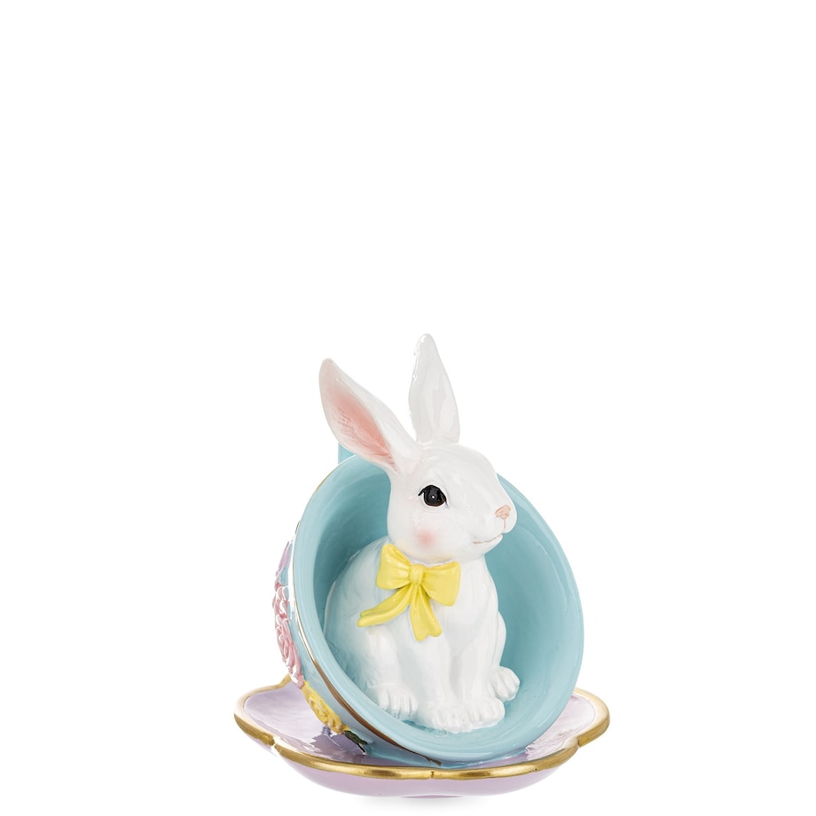 Dekoracja - króliczek w niebieskiej filiżance 13x11,5x11,5 cm
