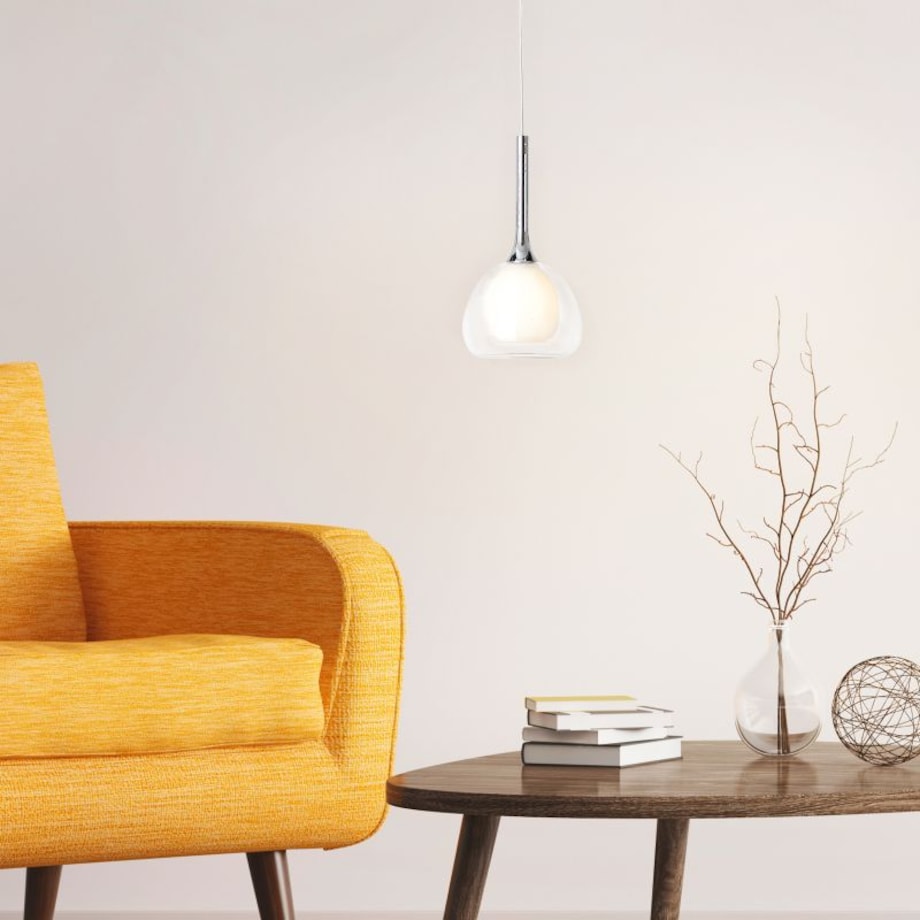 Wisząca lampa nad stół Hadan 85570/15 Brilliant szklany klosz chrom
