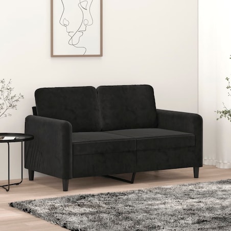 vidaXL Sofa 2-osobowa, czarna, 120 cm, tapicerowana aksamitem
