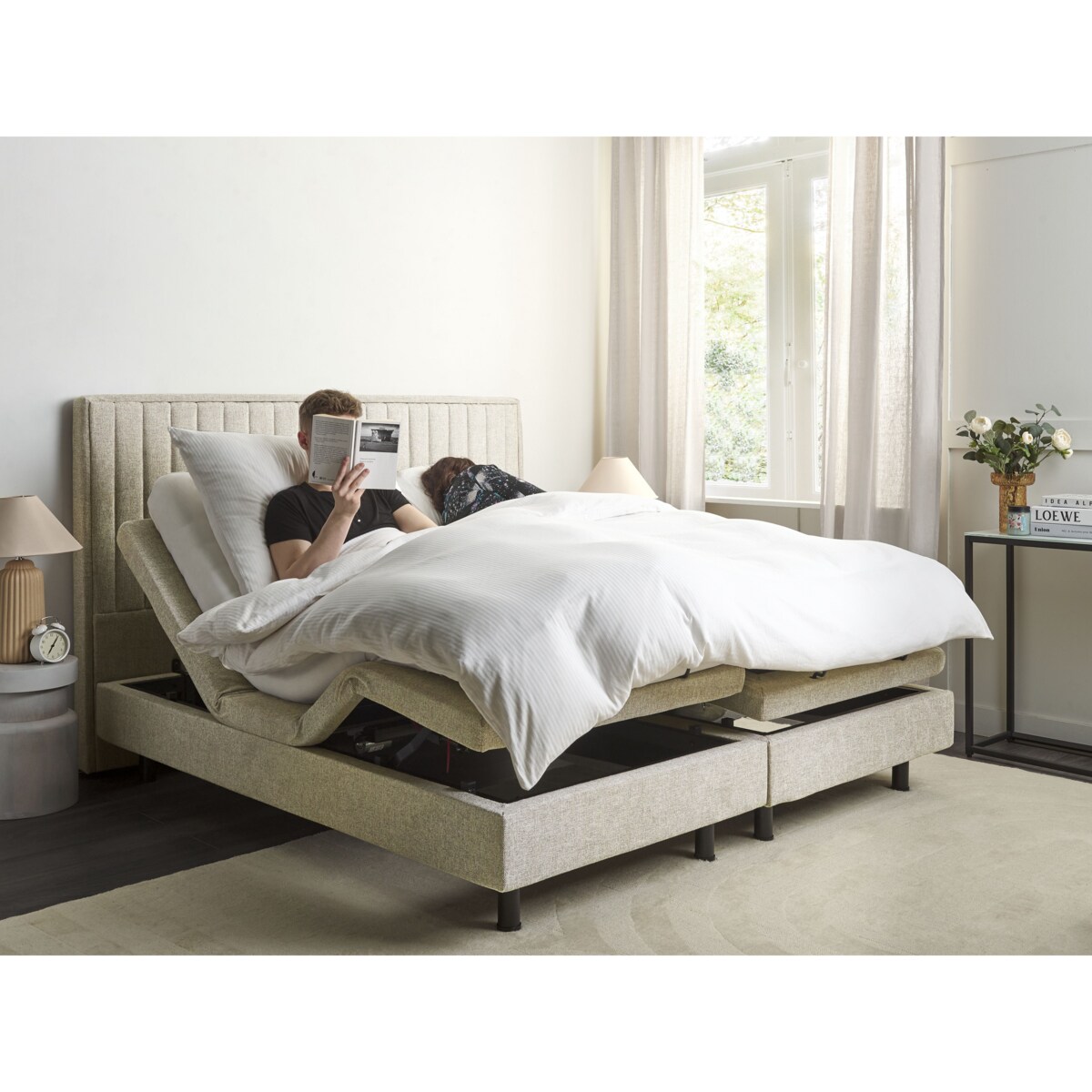 Łóżko regulowane DUKE II 160 x 200 cm Beżowy