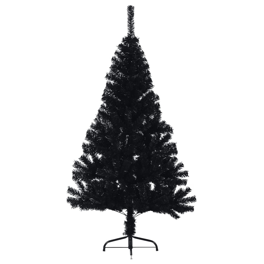 vidaXL Sztuczna choinka połówka ze stojakiem, czarna, 150 cm, PVC