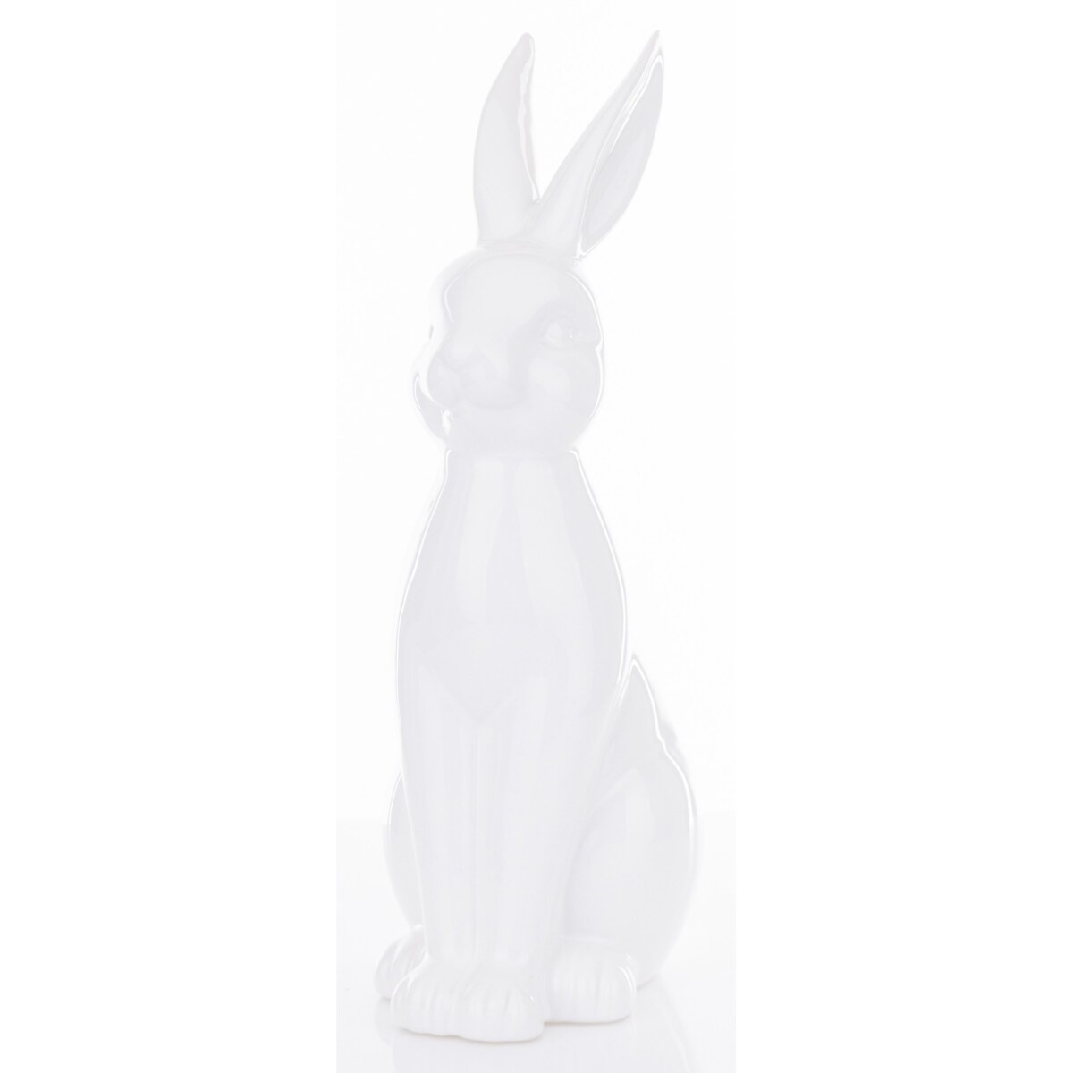 Dekoracja - siedzący biały królik 33x12x16 cm