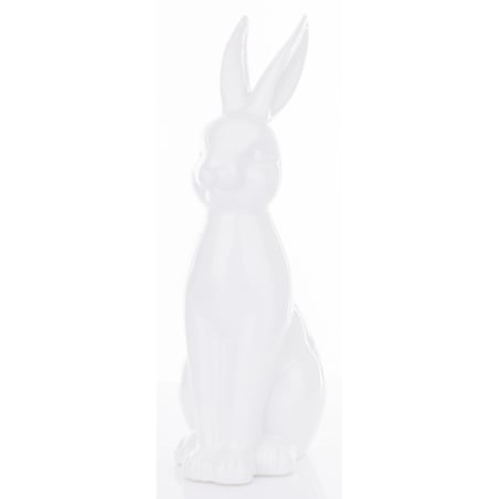 Dekoracja - siedzący biały królik 33x12x16 cm