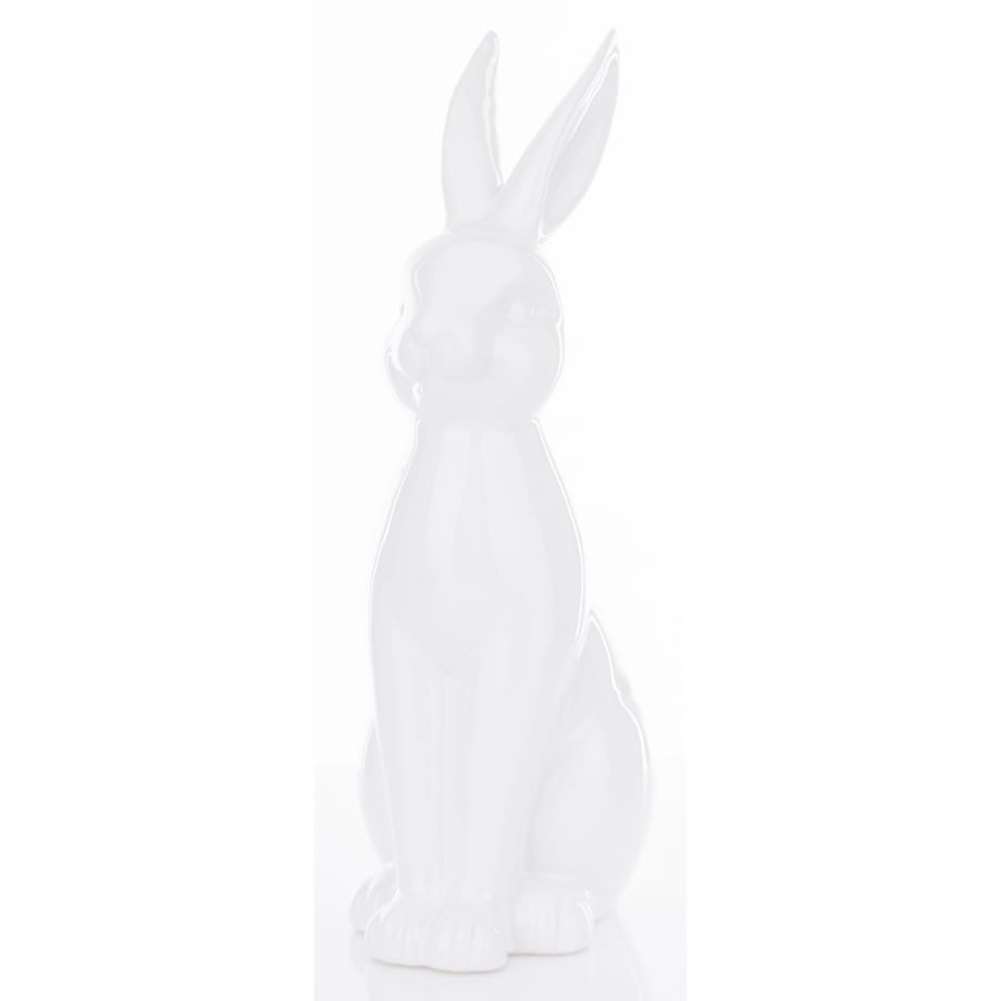 Dekoracja - siedzący biały królik 33x12x16 cm