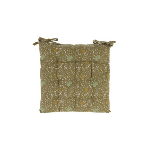 Poduszka na krzesło wiązana, wzór w kwiaty, 100% bawełny, 40 x 40 cm