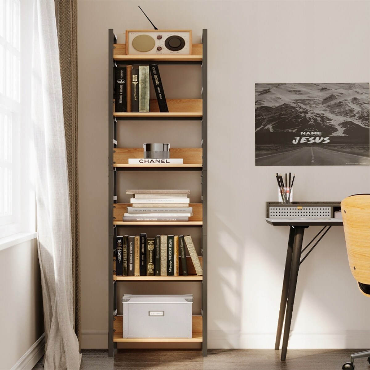 Regał na książki segregatory wysoki szafka loft metalowa industrialny 175cm