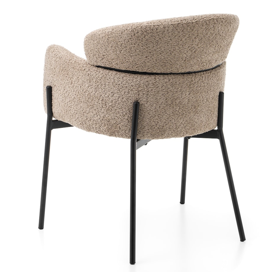 Krzesło tapicerowane boucle do salonu BOLZANO ciemnobeżowe