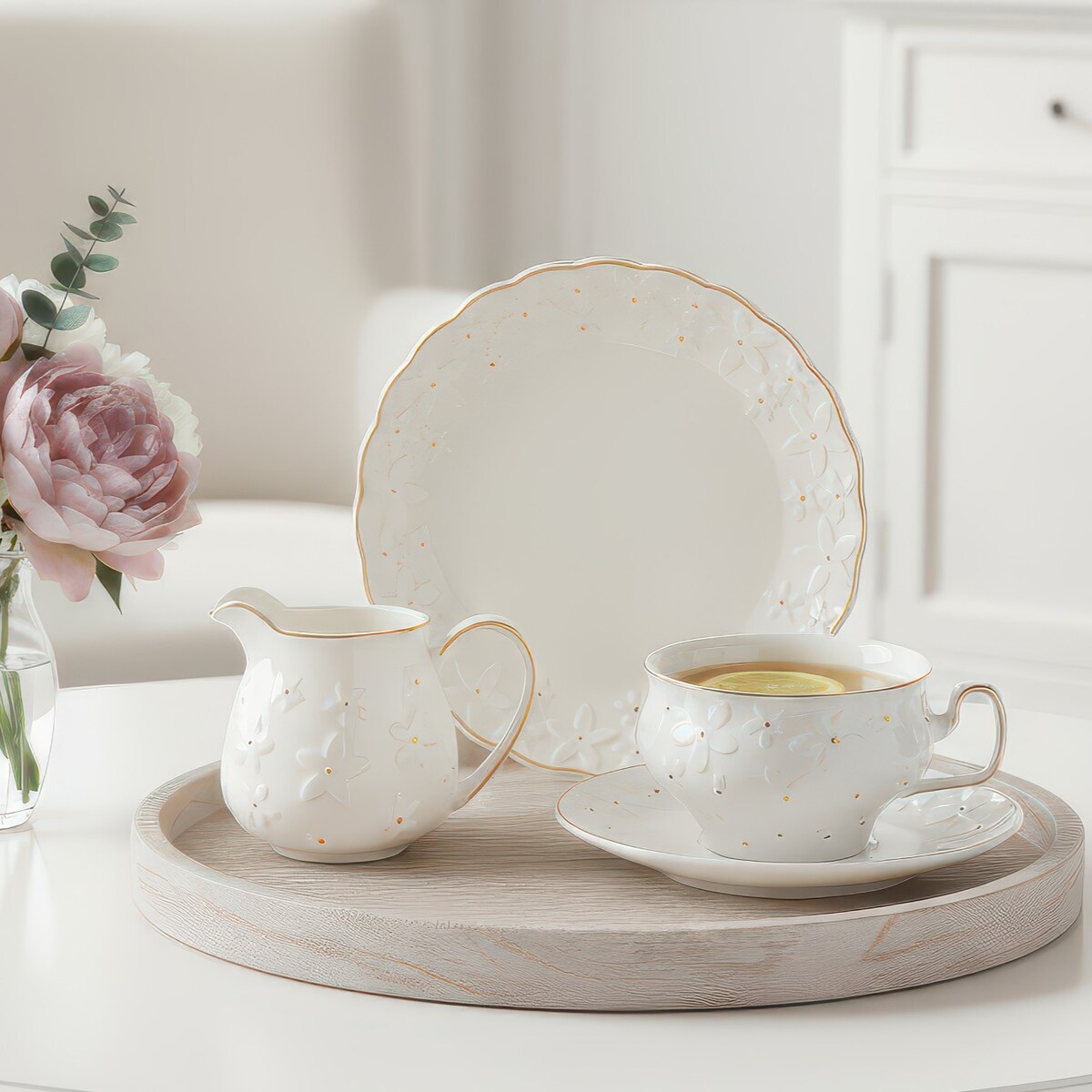 VILLA ITALIA Serwis do herbaty na 6 osób porcelanowy FIORELLA