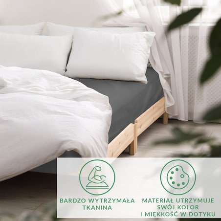 Prześcieradło satynowe z gumką szare 160 x 200 cm