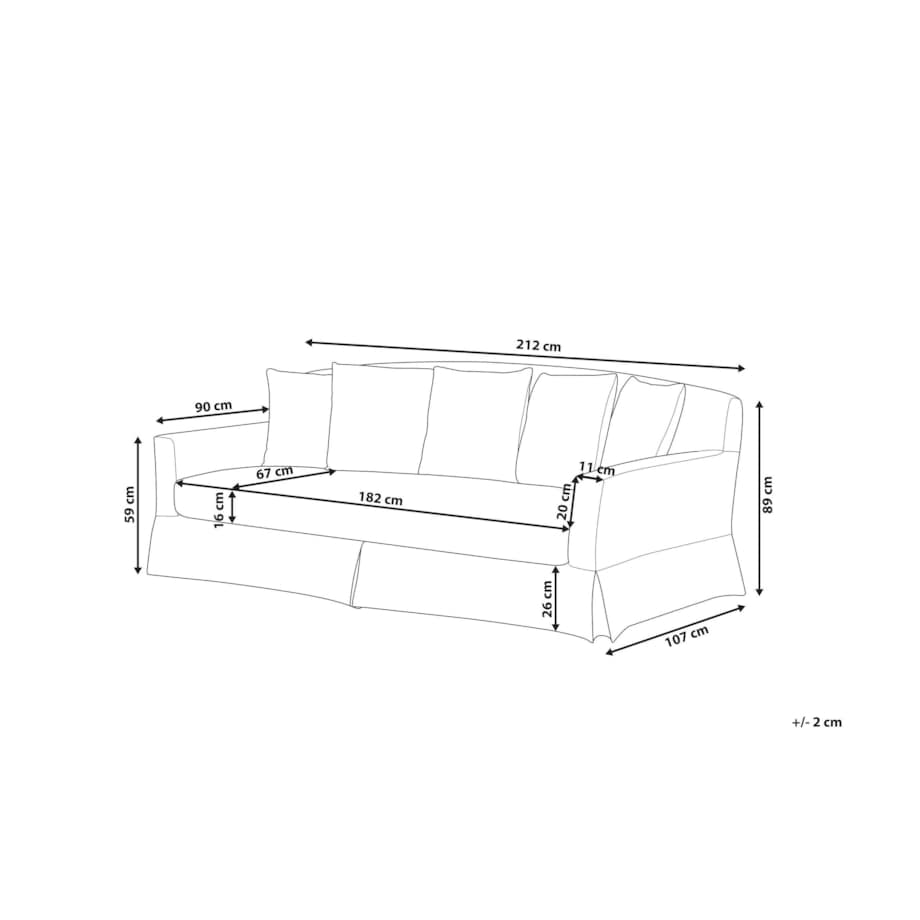 Pokrowiec na sofę 3-osobową beżowy GILJA