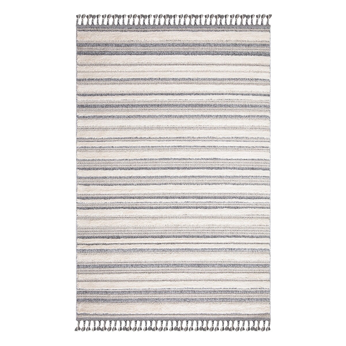 Dywan z frędzlami Cut&Loop Boho-Chic Paski Valora 8070 Szary Krem 200x290