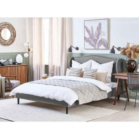 Łóżko tapicerowane 180 x 200 cm szare COLMAR