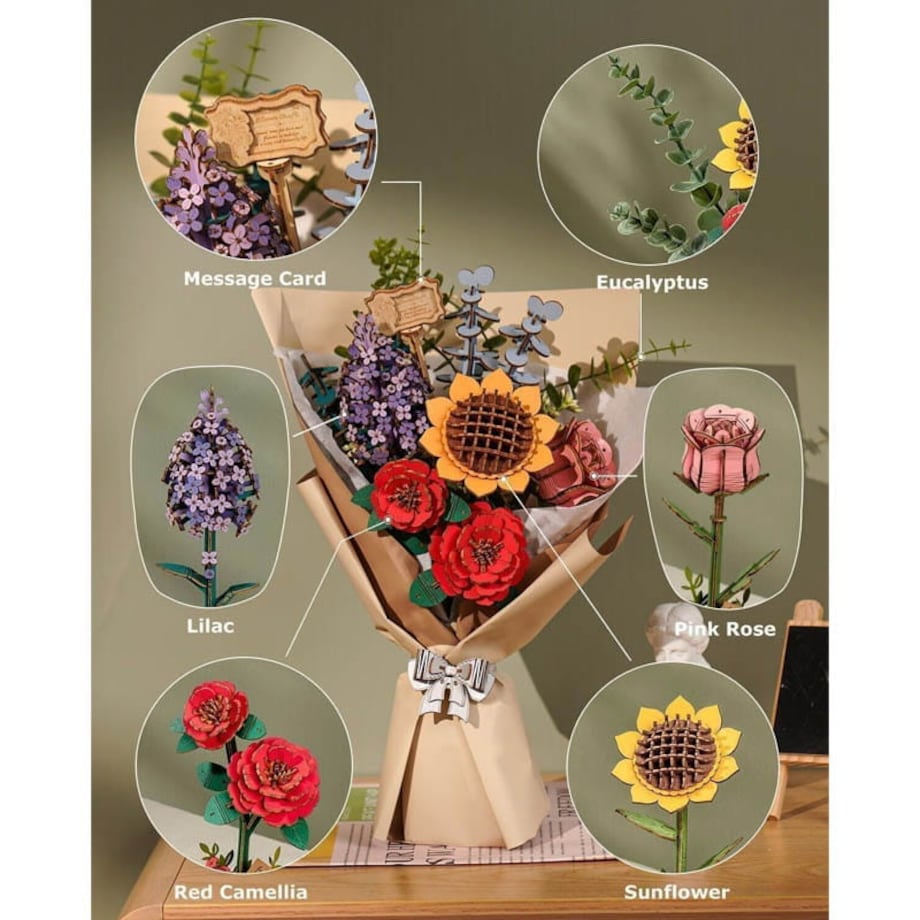 Wiosenny bukiet kwiatów - flower box DIY - kwiaty Robotime