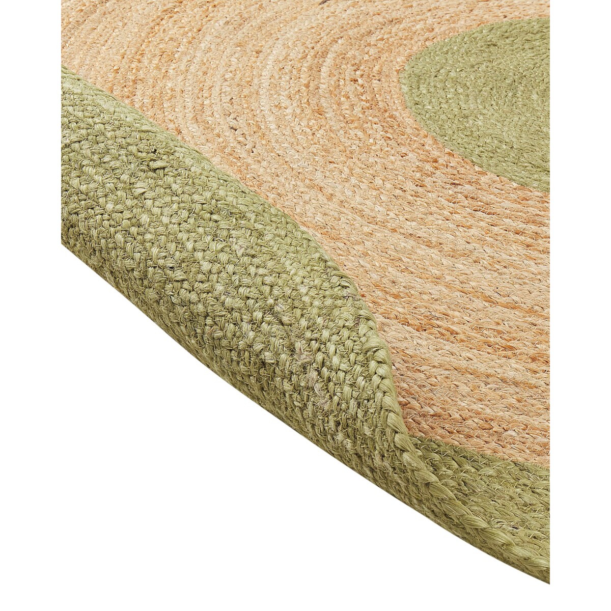 Dywan okrągły z juty 140 cm beżowo-zielony YAYALAR