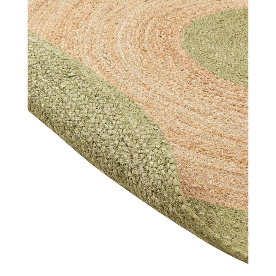 Dywan okrągły z juty 140 cm beżowo-zielony YAYALAR