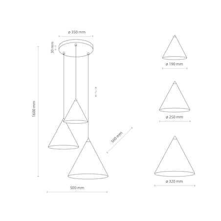 Lampa wisząca TK Lighting CONO 6633 czarna 3xE27 do jadalni i salonu regulowana 160 cm