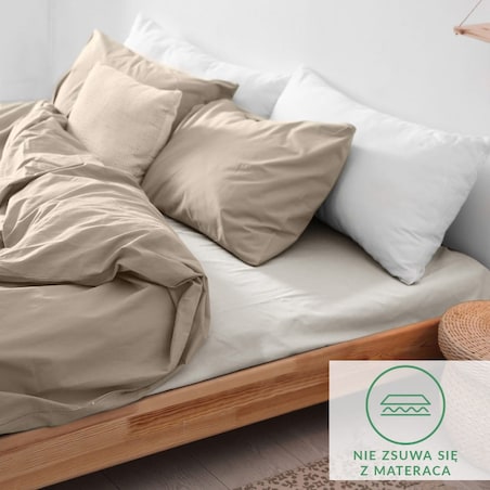 Prześcieradło flanela z gumką 160x200 kolor ecru
