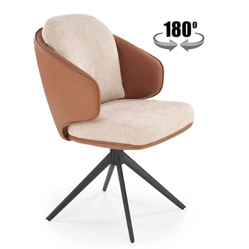 Krzesło tapicerowane K554 brązowe/beżowe obracane