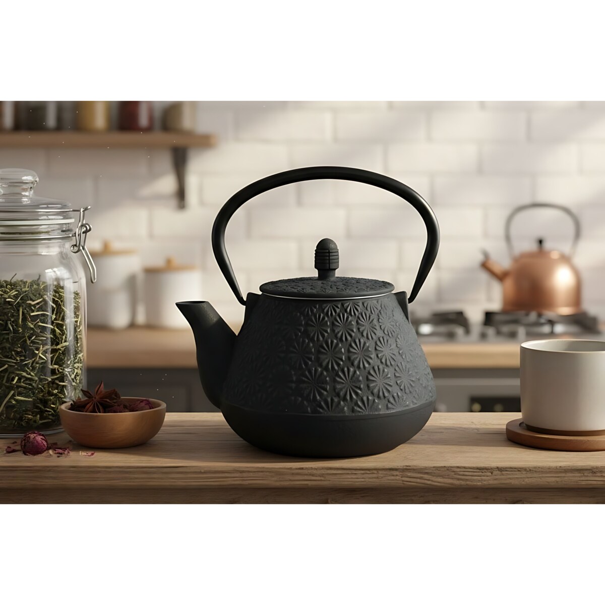 Czajnik żeliwny z zaparzaczem TAKI, 1000 ml