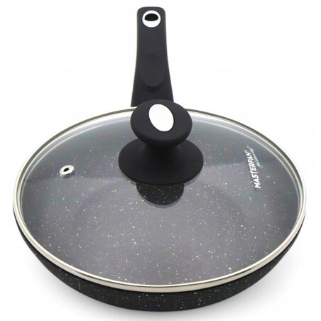 Patelnia Granitowa Pokrywka 30 Cm Plaster Miodu Indukcja Gaz 3.0L Wysoka 5.8