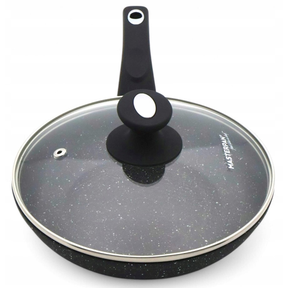 Patelnia Granitowa Pokrywka 30 Cm Plaster Miodu Indukcja Gaz 3.0L Wysoka 5.8