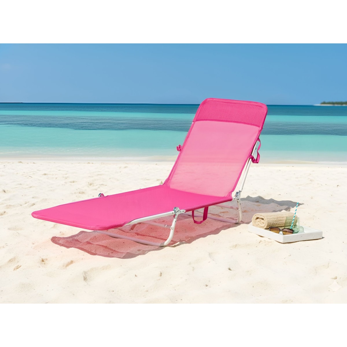 Leżak ogrodowy KASTORIA Składane Metal Fuksja