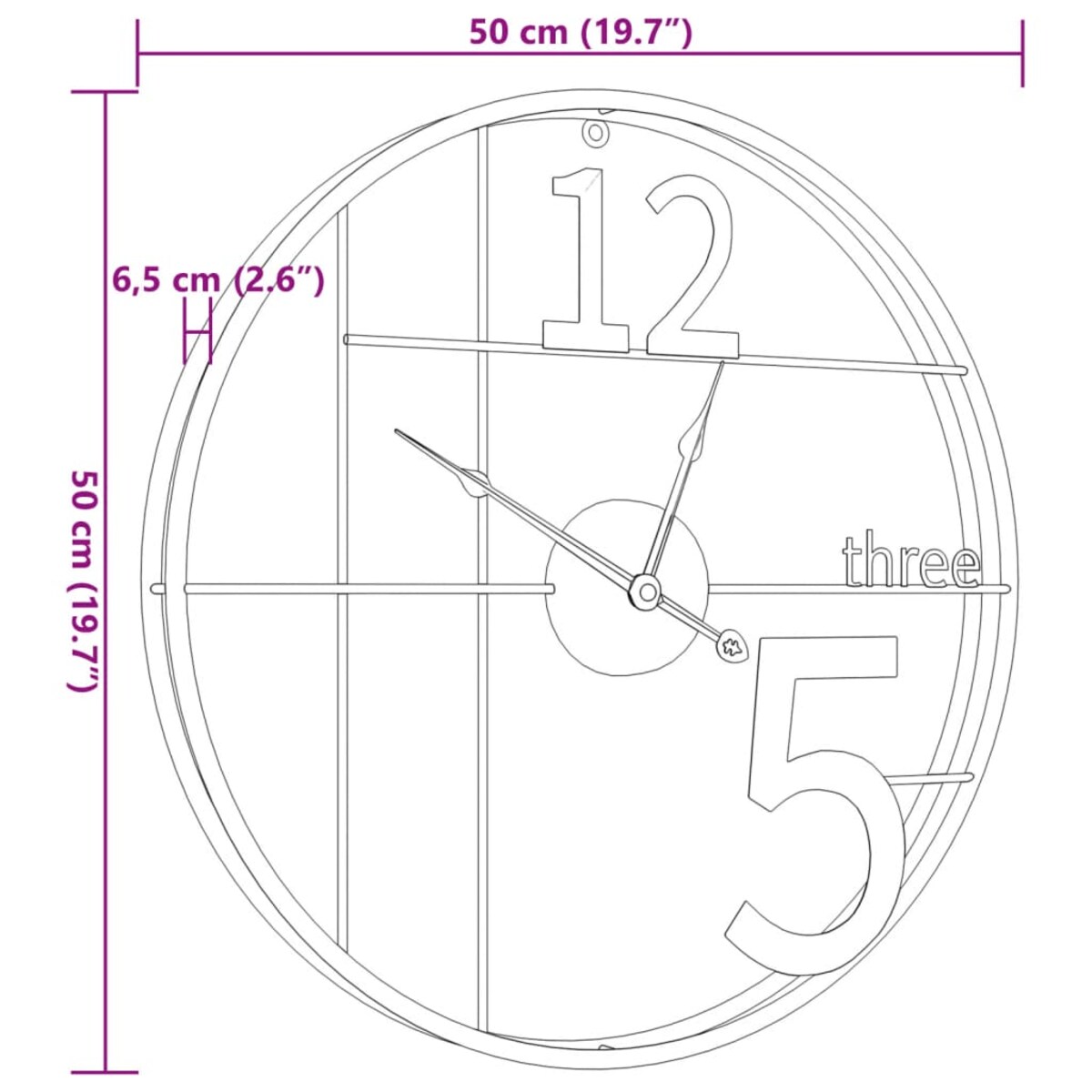 vidaXL Zegar ścienny, złoty, Ø50 cm, żelazo