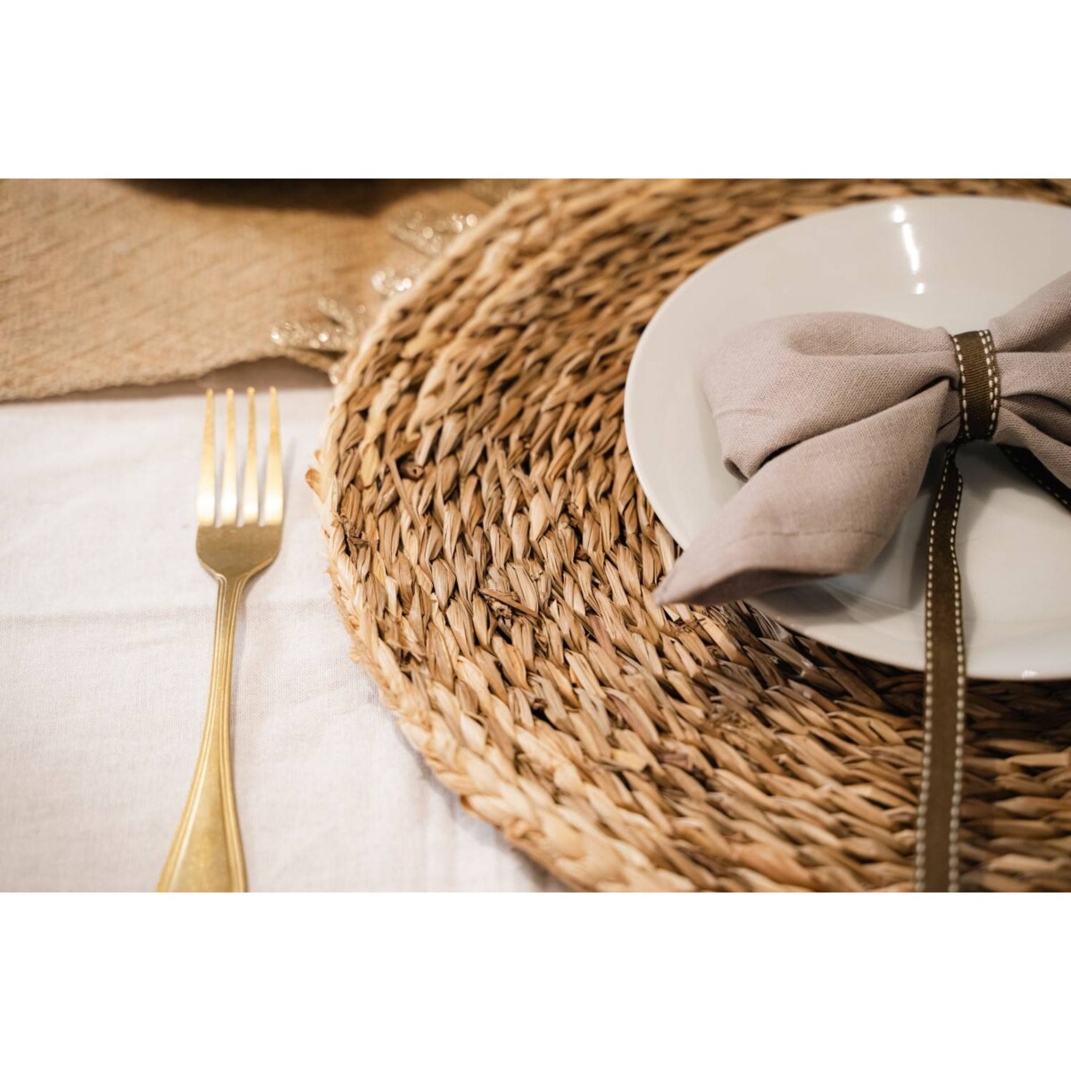 Podkładka na stół, pleciona z trzciny, Ø 38 cm