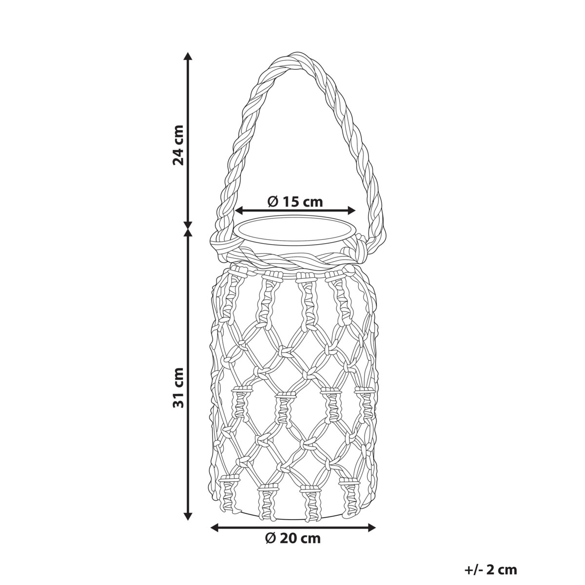 Lampion szklany makrama 31 cm biały JALEBI