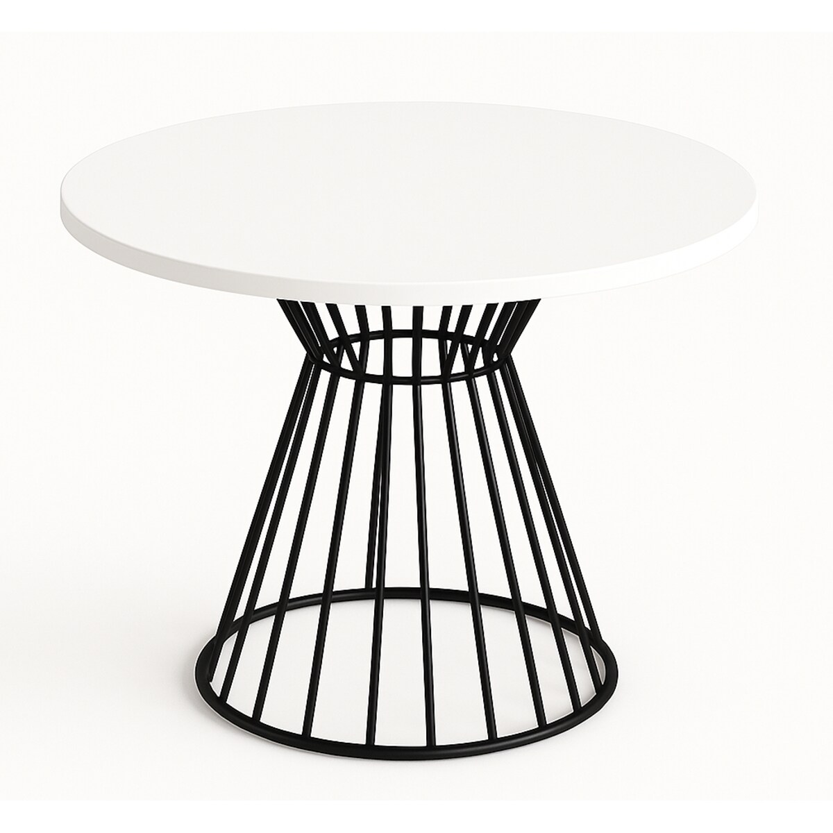 Okrągły stół Reo do salonu z metalową podstawą, blat 110 cm- biały