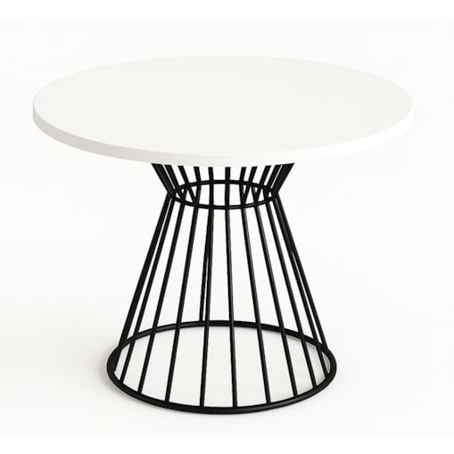 Okrągły stół Reo do salonu z metalową podstawą, blat 110 cm- biały