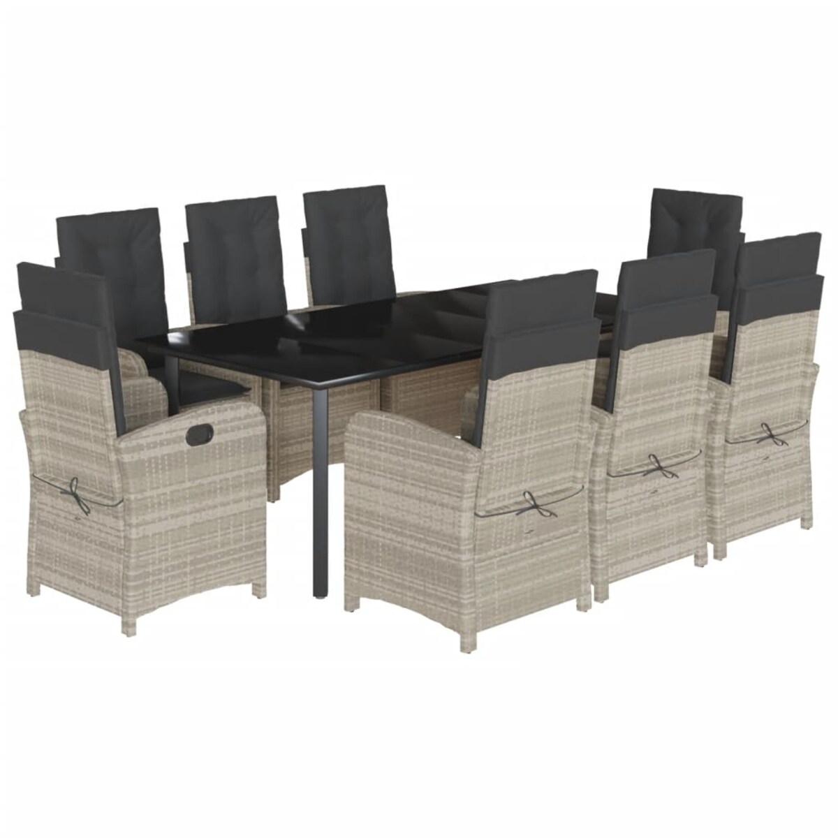 vidaXL 9-cz. zestaw mebli ogrodowych z poduszkami, jasnoszary