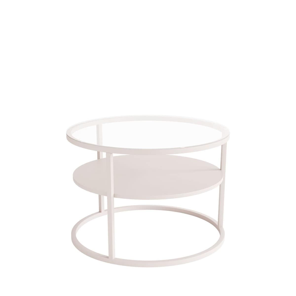 Stolik Kawowy CIRI GLASS KASZMIR z półką, blat przezroczyste szkło