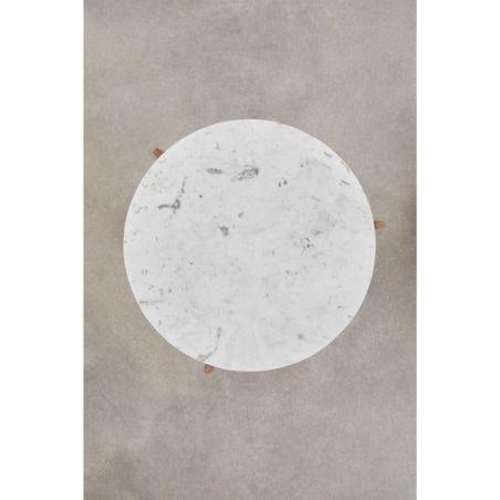 Stolik kawowy z drewna mango i białego marmuru Lavinia Ø90 cm