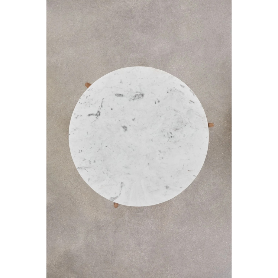 Stolik kawowy z drewna mango i białego marmuru Lavinia Ø90 cm