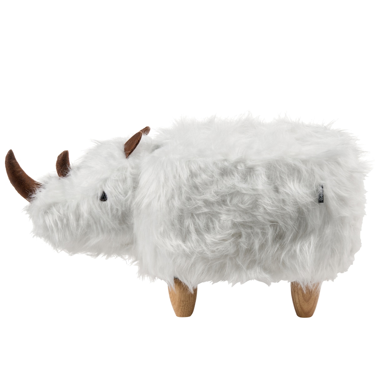 Pufa zwierzak WOOLLY Sztuczne futro Biały Nosorożec